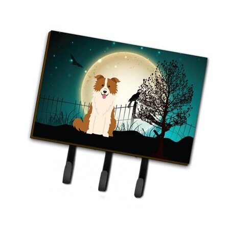 Jensendistributionservices Halloween Scary Border Collie Red & White Leash or Key Holder MI1711050